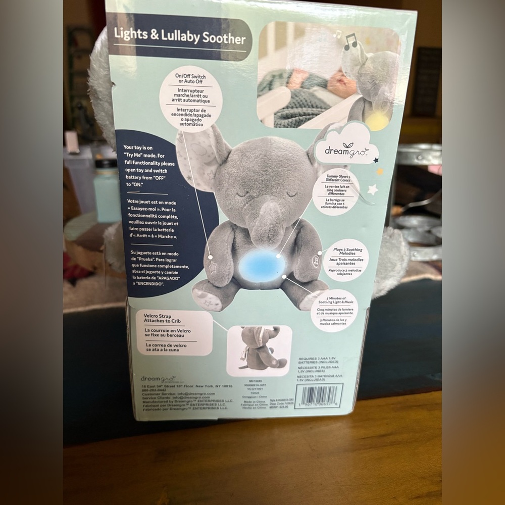 Bedtime lullaby with light up tummy Plush Elephant Toy - Picture 4 of 4